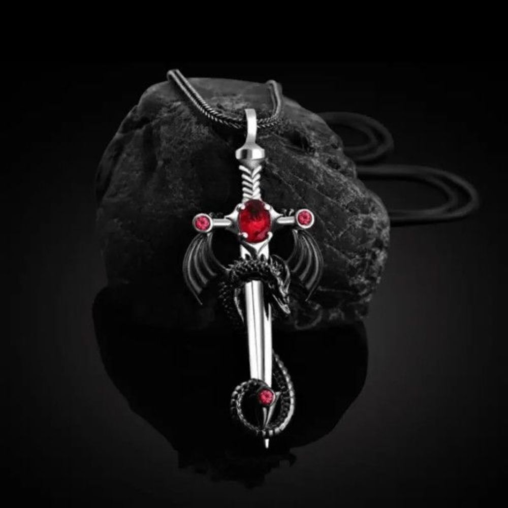 Dragon Sword Ruby Pendant Necklace